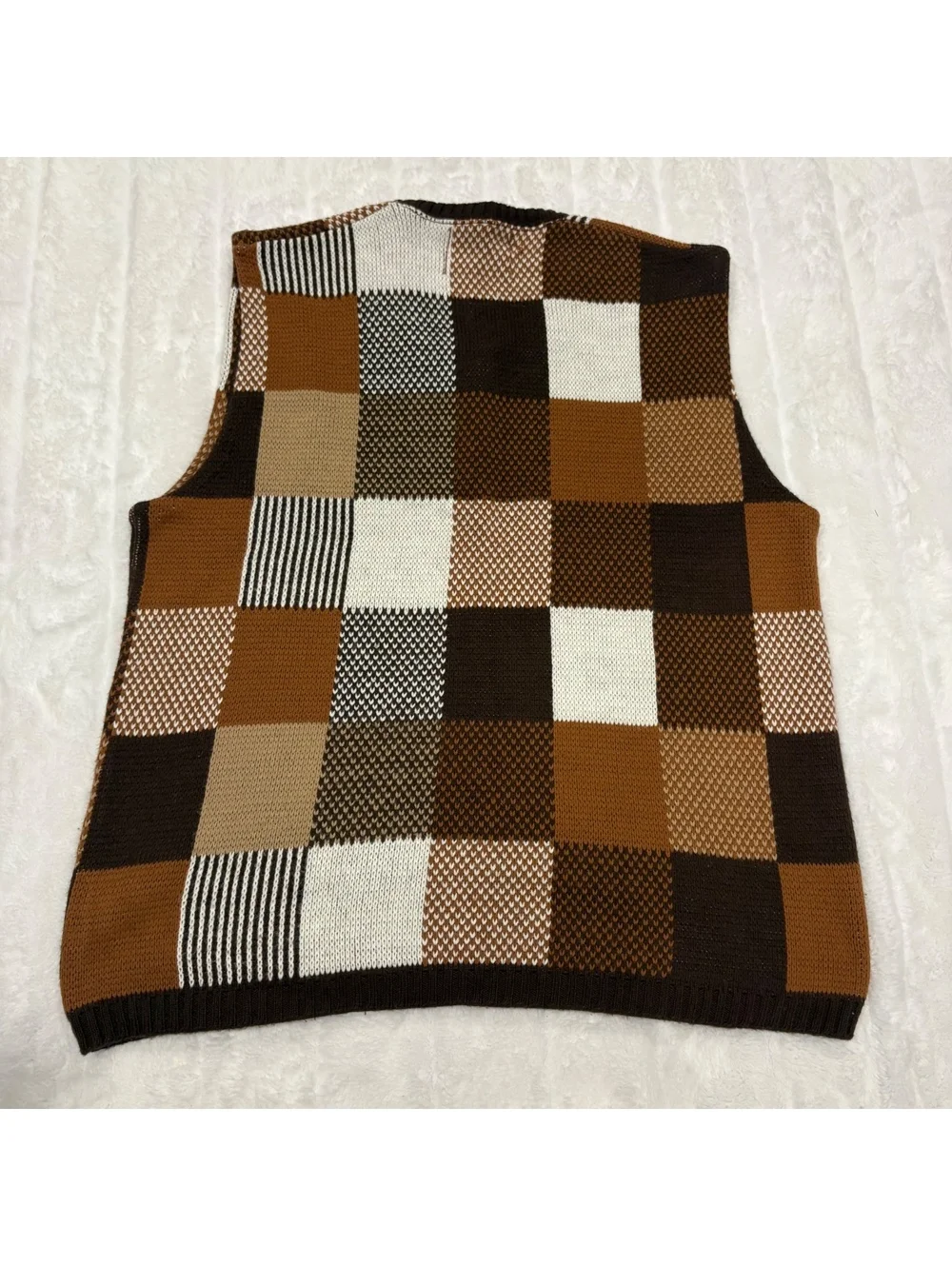 Jersild Vintage Grandpa Men's Brown Checkered Knit Sweater Vest Acrylic Size M